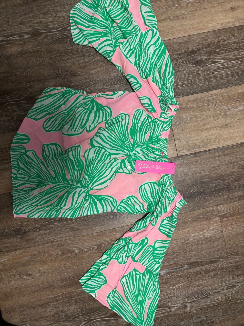 Lilly Pulitzer Pink & Green Floral Off-Shoulder Top